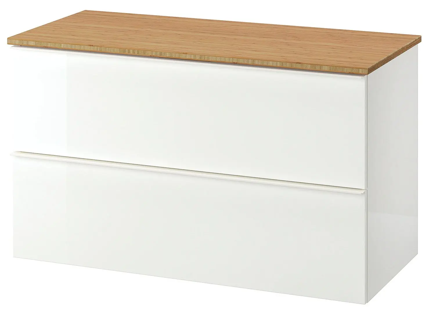 Шкаф под умывальник Ikea Godmorgon/Tolken 2 ящика 102x49x60 (Глянцевый Белый/Бамбук)
