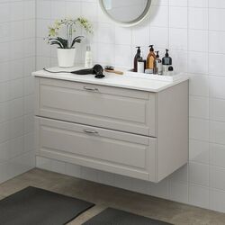 Шкаф под умывальник Ikea Godmorgon/Tolken 2 ящика 102x49x60 (Касжон Серый/Под Мрамор) Thumb