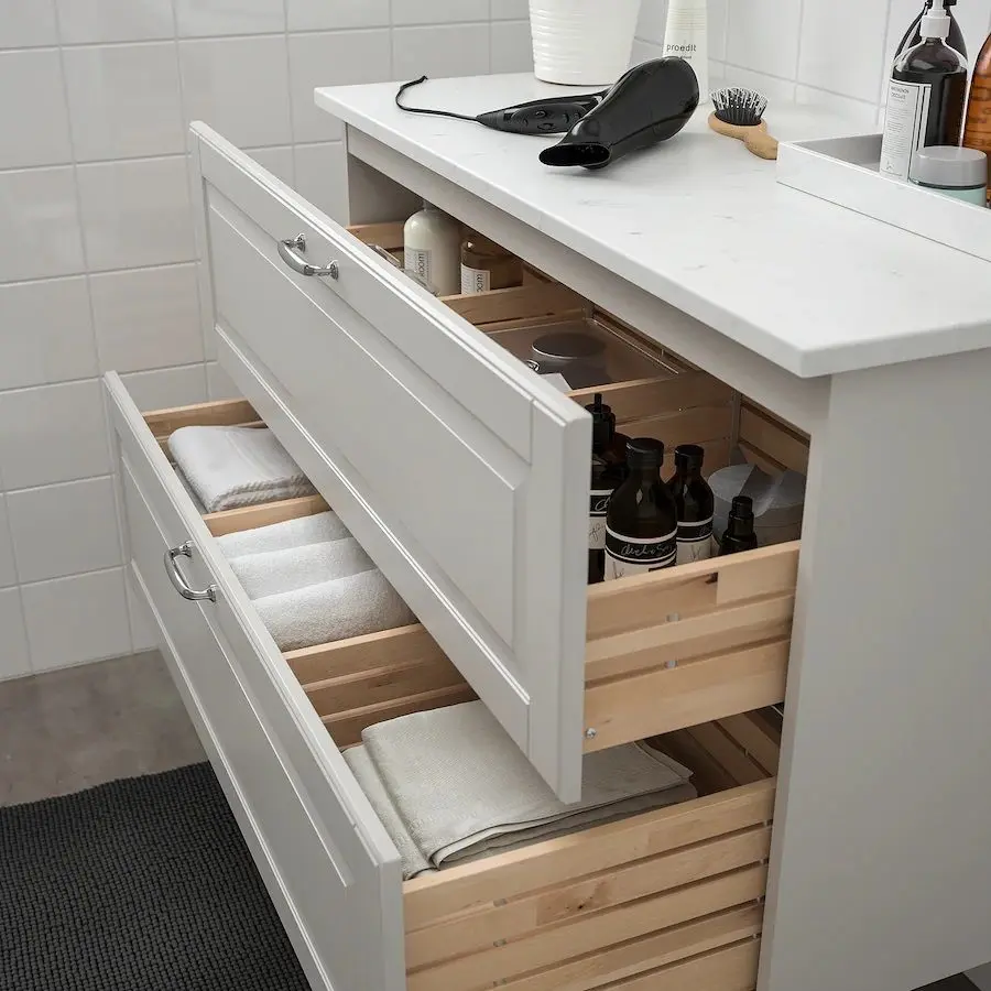 Шкаф под умывальник Ikea Godmorgon/Tolken 2 ящика 102x49x60 (Касжон Серый/Под Мрамор) - 3