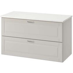 Шкаф под умывальник Ikea Godmorgon/Tolken 2 ящика 102x49x60 (Касжон Серый/Под Мрамор)