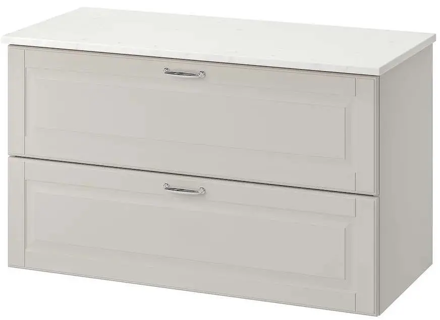Шкаф под умывальник Ikea Godmorgon/Tolken 2 ящика 102x49x60 (Касжон Серый/Под Мрамор)