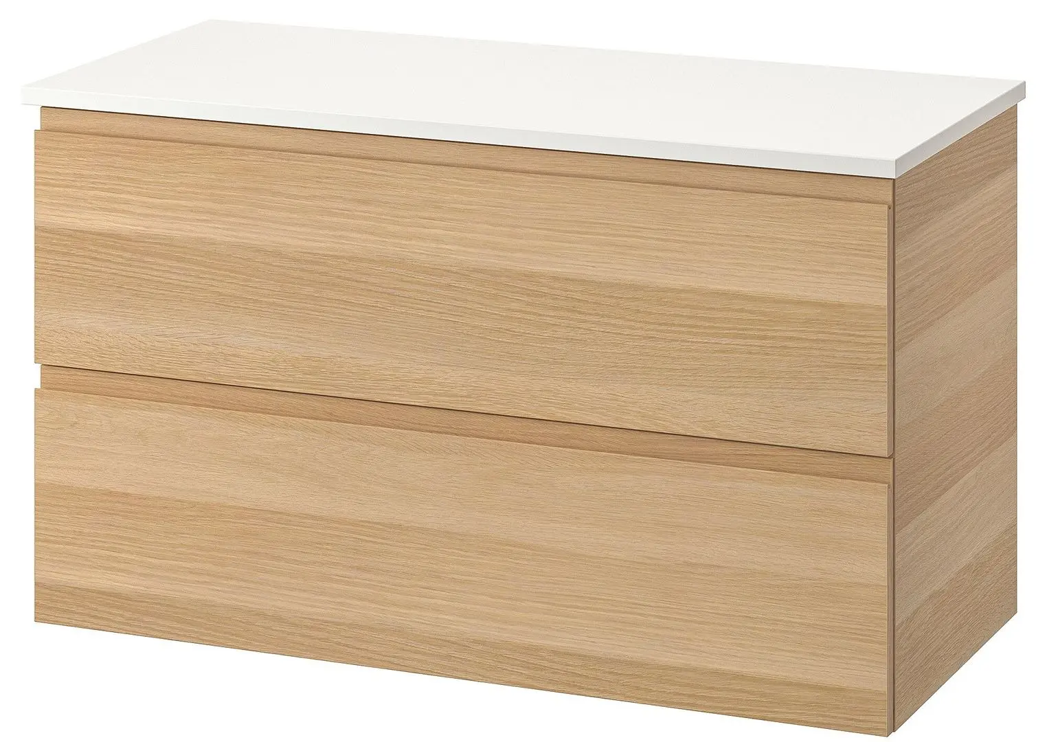 Шкаф под умывальник Ikea Godmorgon/Tolken 2 ящика 102x49x60 (Под Беленый Дуб/Белый)