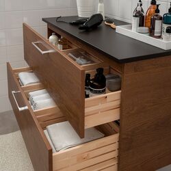Шкаф под умывальник Ikea Godmorgon/Tolken 2 ящика 102x49x60 (Под Коричневый Мореный Ясень/Антрацит) Thumb
