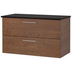 Шкаф под умывальник Ikea Godmorgon/Tolken 2 ящика 102x49x60 (Под Коричневый Мореный Ясень/Антрацит)
