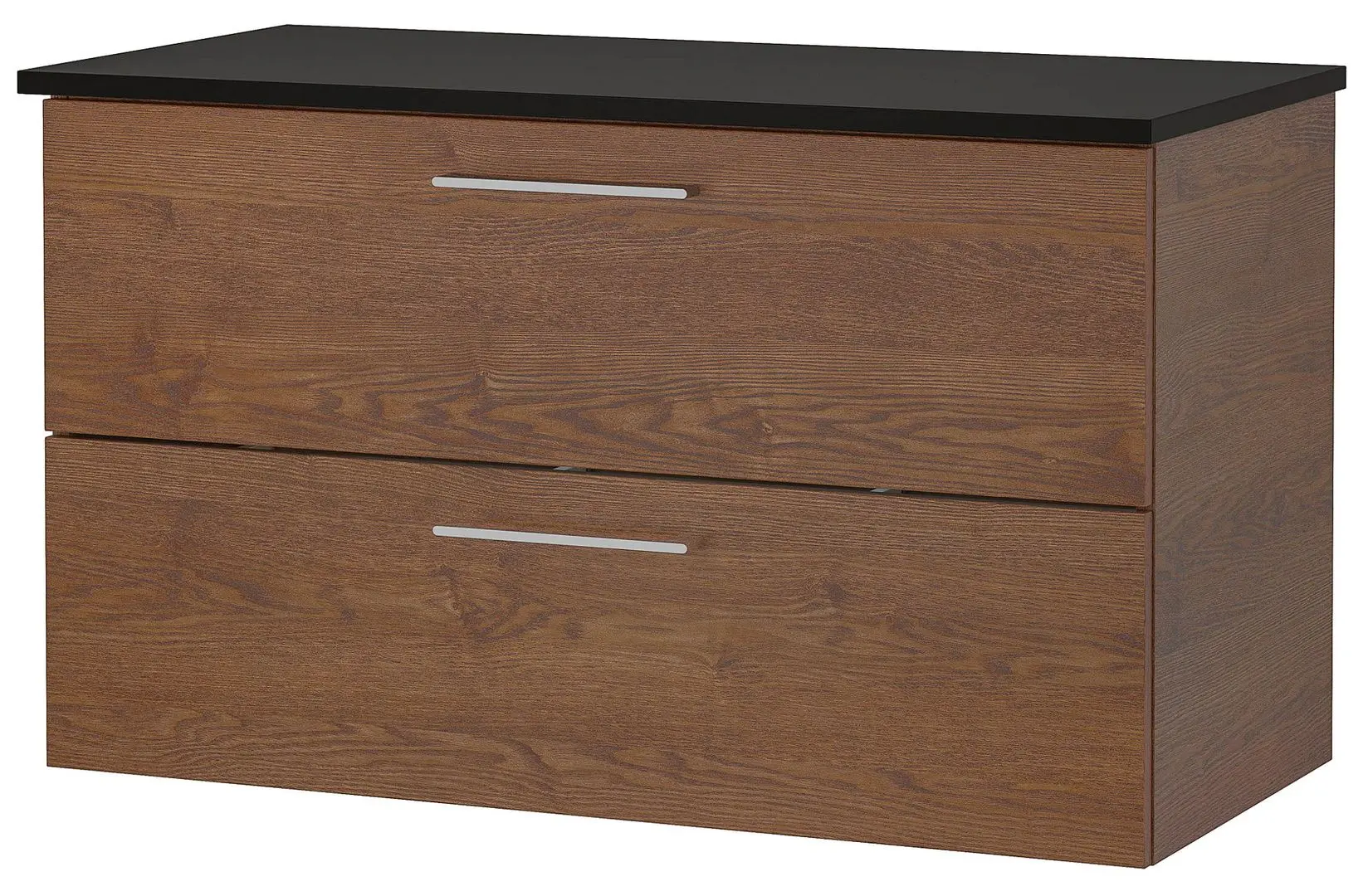 Шкаф под умывальник Ikea Godmorgon/Tolken 2 ящика 102x49x60 (Под Коричневый Мореный Ясень/Антрацит)