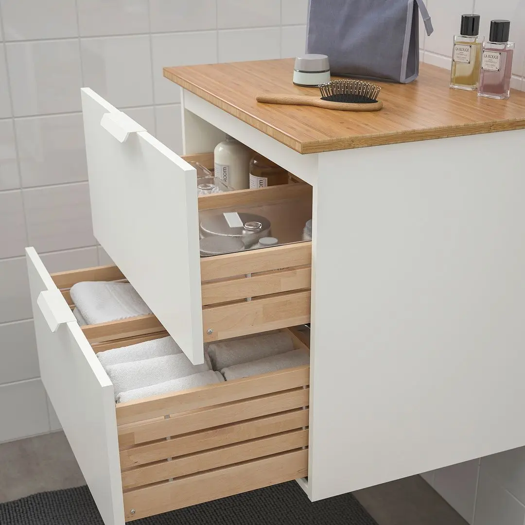 Шкаф под умывальник Ikea Godmorgon/Tolken 2 ящика 62x49x60 (Белый/Бамбук) - 3
