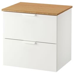Шкаф под умывальник Ikea Godmorgon/Tolken 2 ящика 62x49x60 (Белый/Бамбук)