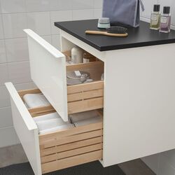 Шкаф под умывальник Ikea Godmorgon/Tolken 2 ящика 62x49x60 (Глянцевый Белый/Антрацит) Thumb
