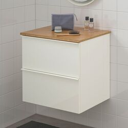 Шкаф под умывальник Ikea Godmorgon/Tolken 2 ящика 62x49x60 (Глянцевый Белый/Бамбук) Thumb