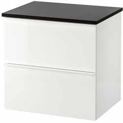 Шкаф под умывальник Ikea Godmorgon/Tolken 2 ящика 62x49x60 (Глянцевый Белый/Белый))