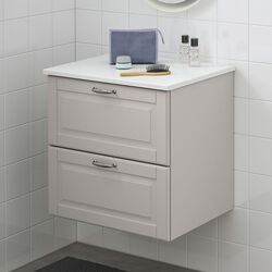 Шкаф под умывальник Ikea Godmorgon/Tolken 2 ящика 62x49x60 (Касжон Серый/Под Мрамором) Thumb