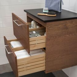 Шкаф под умывальник Ikea Godmorgon/Tolken 2 ящика 62x49x60 (Под Коричневый Мореный Ясень/Антрацит) Thumb