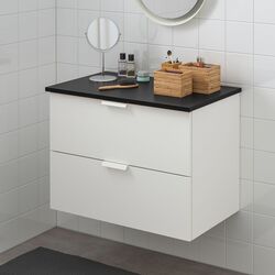 Шкаф под умывальник Ikea Godmorgon/Tolken 2 ящика 82x49x60 (Белый/Антрацит) Thumb