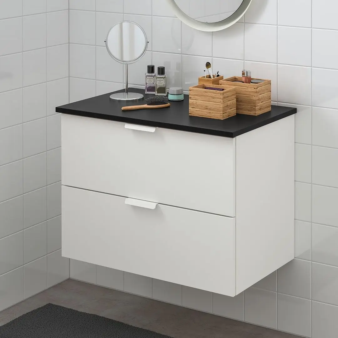 Шкаф под умывальник Ikea Godmorgon/Tolken 2 ящика 82x49x60 (Белый/Антрацит) - 3