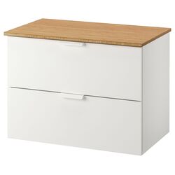 Шкаф под умывальник Ikea Godmorgon/Tolken 2 ящика 82x49x60 (Белый/Бамбук)