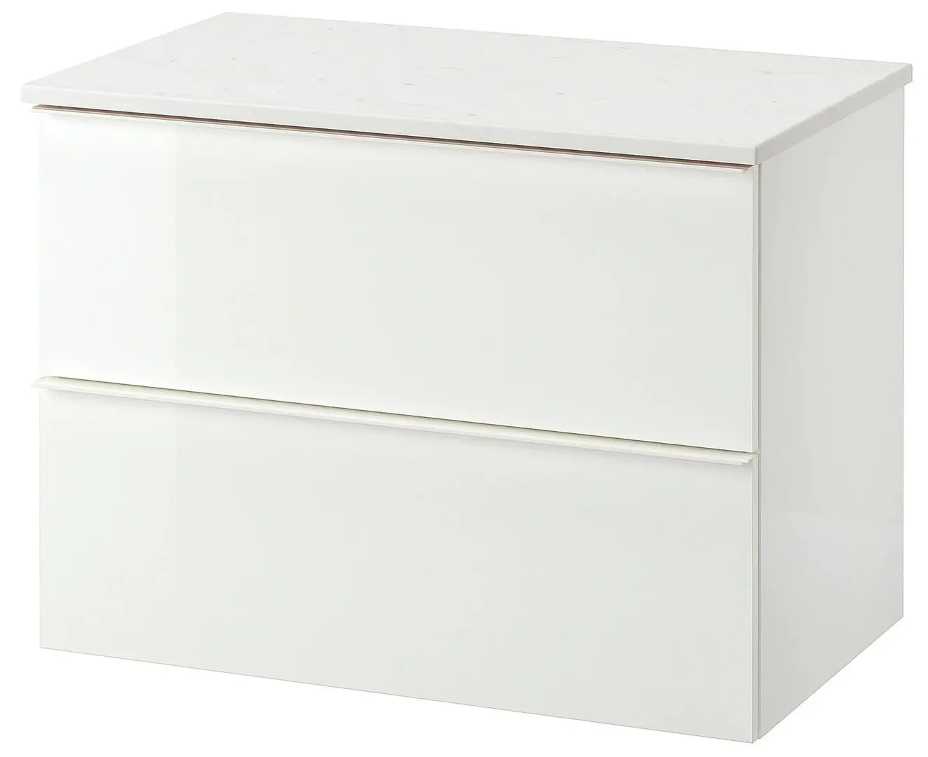 Шкаф под умывальник Ikea Godmorgon/Tolken 2 ящика 82x49x60 (Глянцевый Белый/Под Мрамор)