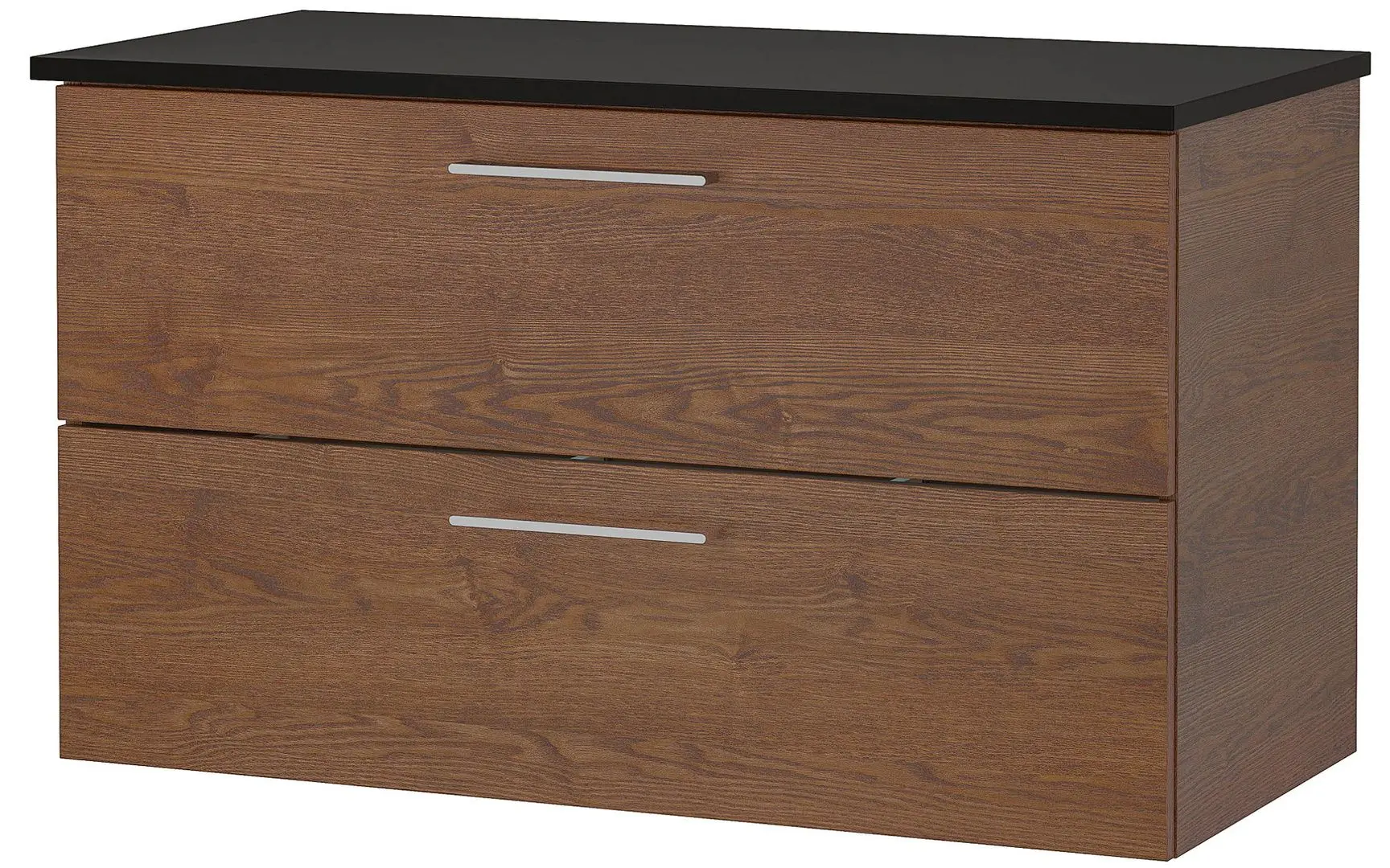 Шкаф под умывальник Ikea Godmorgon/Tolken 2 ящика 82x49x60 (Под Коричневый Мореный Ясень/Антрацит)