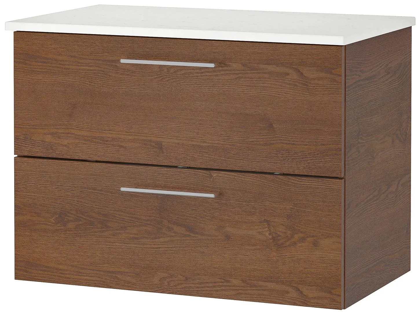 Шкаф под умывальник Ikea Godmorgon/Tolken 2 ящика 82x49x60 (Под Коричневый Мореный Ясень/Под Мрамор)