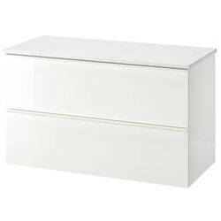 Шкаф под умывальник Ikea Godmorgon/Tolken 2 ящика (Белый Глянец/Под Мрамор)