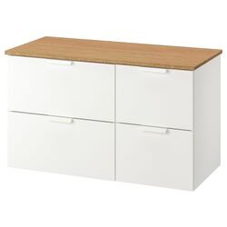 Шкаф под умывальник Ikea Godmorgon/Tolken 4 ящика 102x49x60 (Белый/Бамбук)