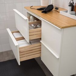 Шкаф под умывальник Ikea Godmorgon/Tolken 4 ящика 102x49x60 (Глянцевый Белый/Бамбук) Thumb