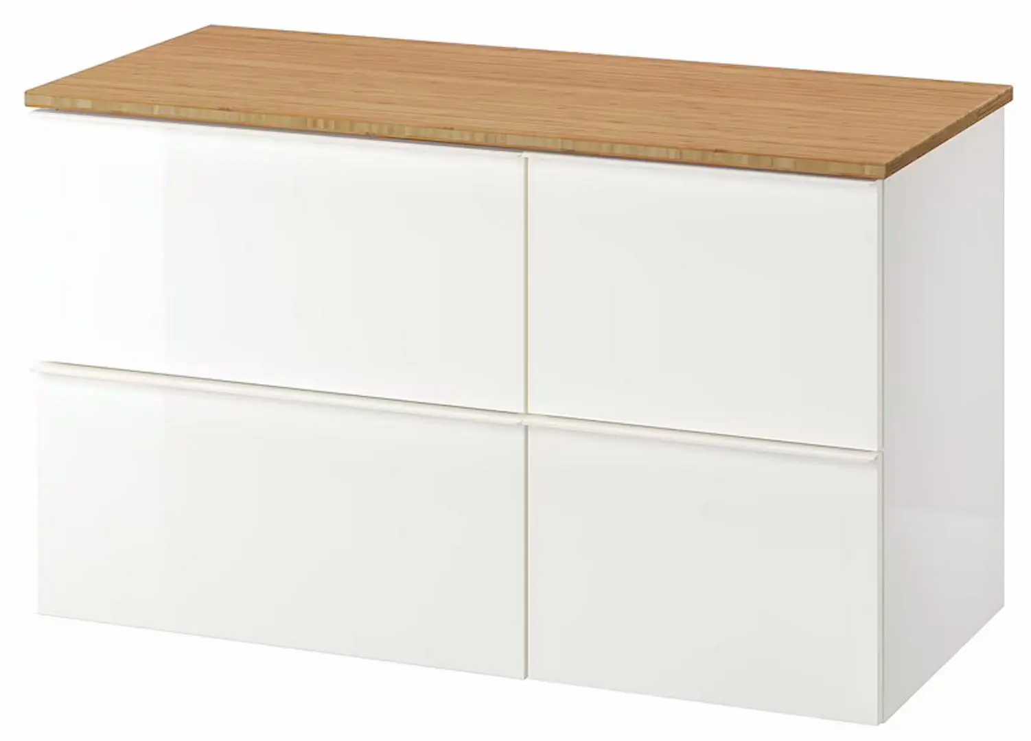 Шкаф под умывальник Ikea Godmorgon/Tolken 4 ящика 102x49x60 (Глянцевый Белый/Бамбук)