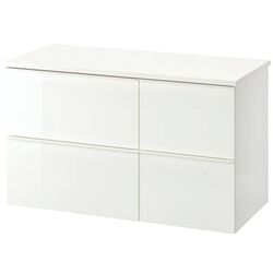 Шкаф под умывальник Ikea Godmorgon/Tolken 4 ящика 102x49x60 (Глянцевый Белый/Белый)