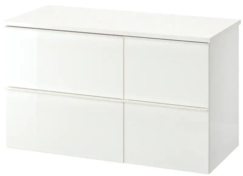 Шкаф под умывальник Ikea Godmorgon/Tolken 4 ящика 102x49x60 (Глянцевый Белый/Белый)