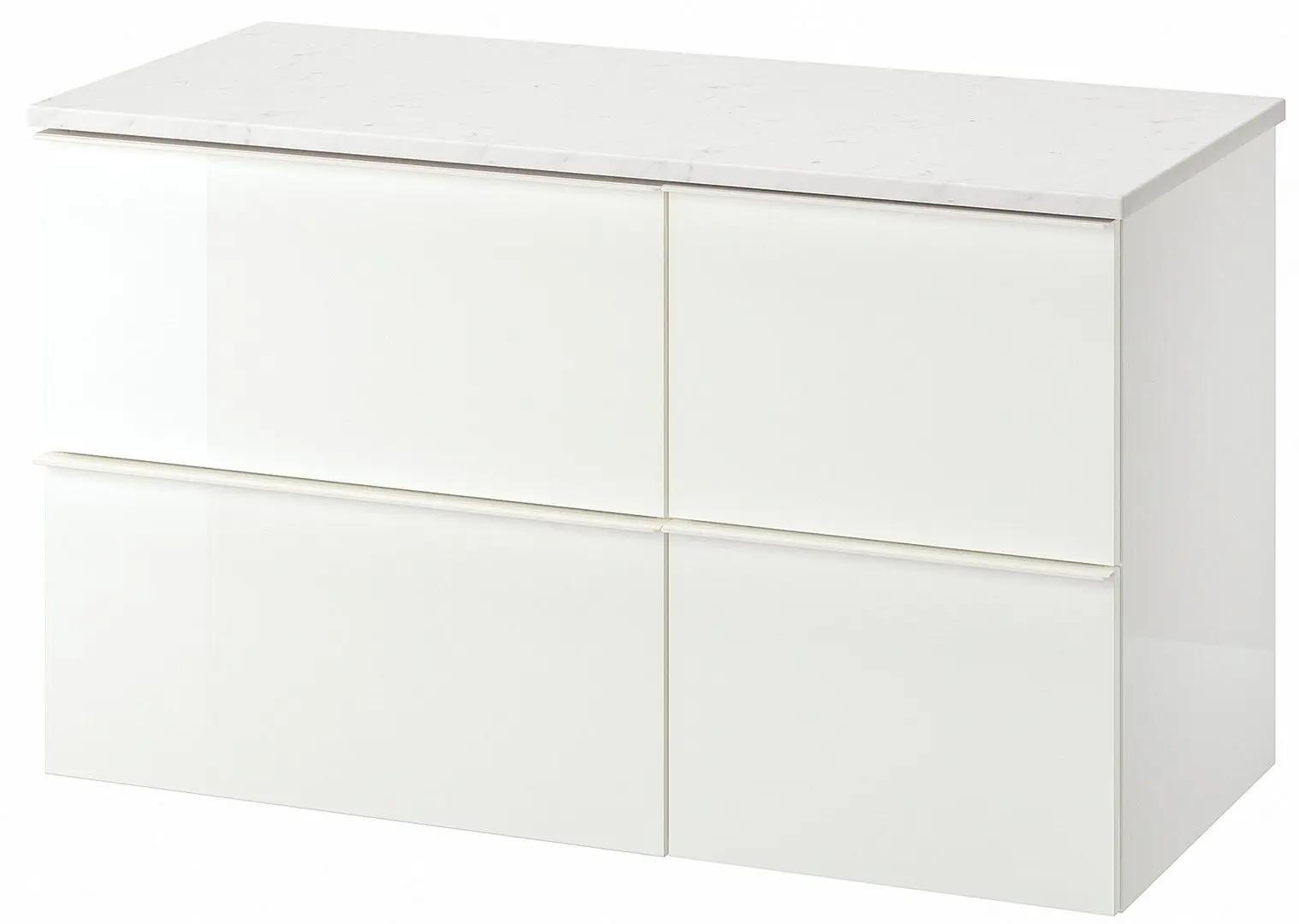 Шкаф под умывальник Ikea Godmorgon/Tolken 4 ящика 102x49x60 (Глянцевый Белый/Под Мрамор)
