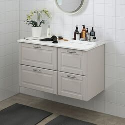 Шкаф под умывальник Ikea Godmorgon/Tolken 4 ящика 102x49x60 (Касжон Серый/Под Мрамором) Thumb