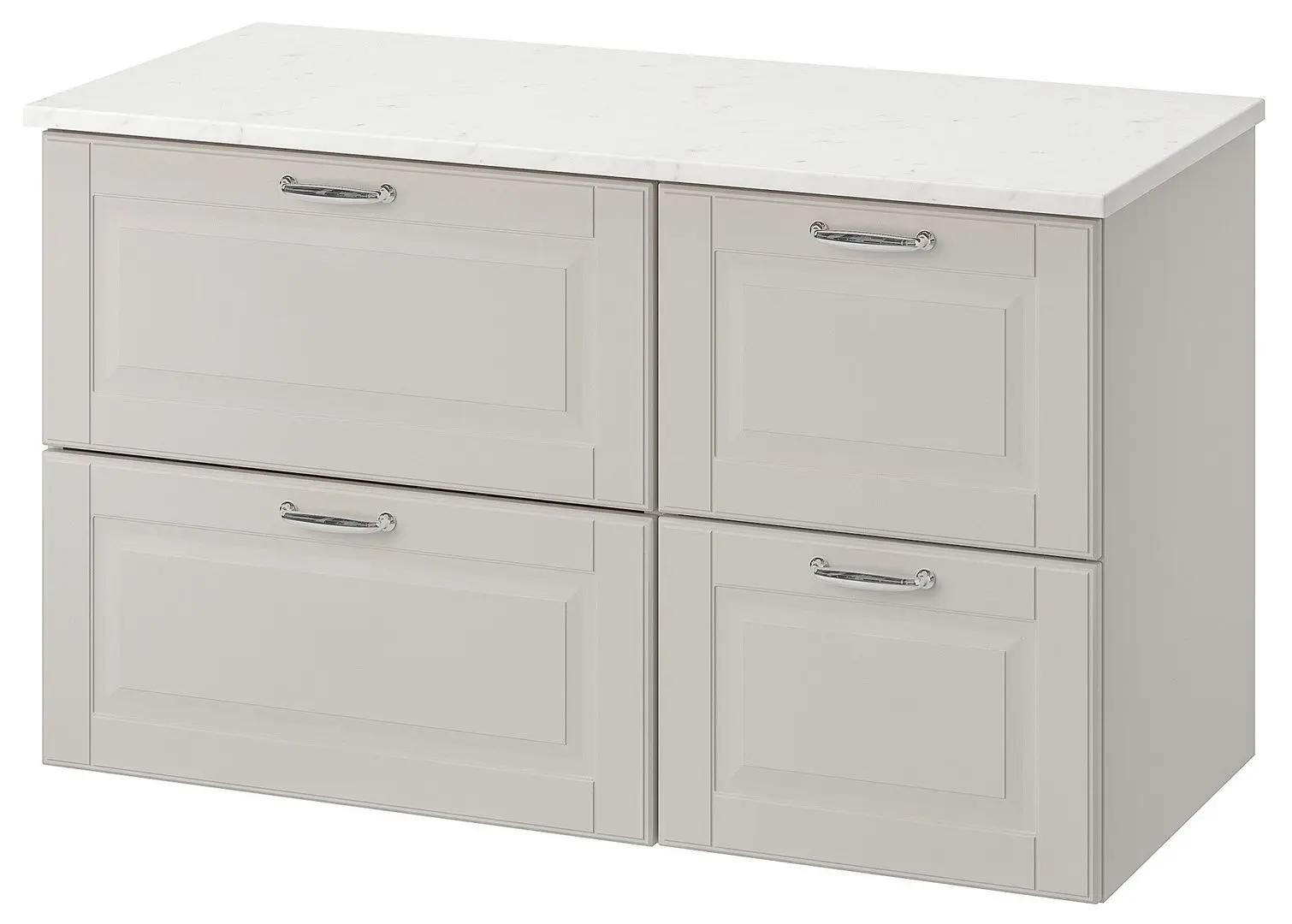 Шкаф под умывальник Ikea Godmorgon/Tolken 4 ящика 102x49x60 (Касжон Серый/Под Мрамором)