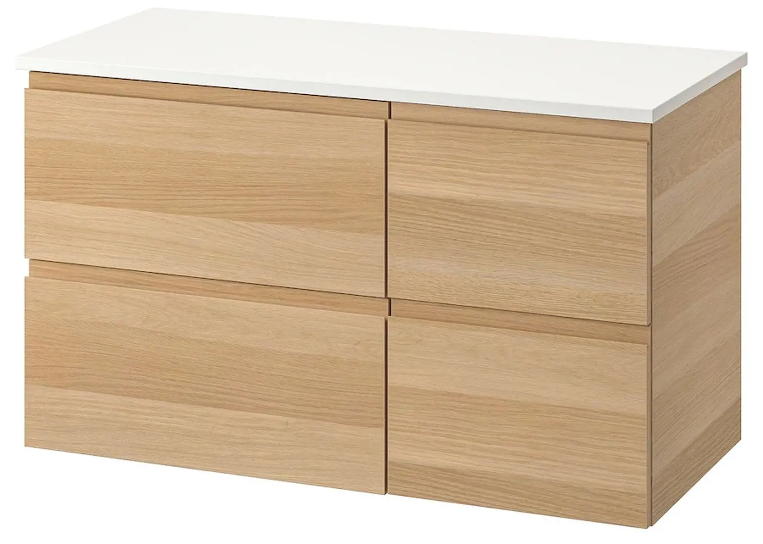 Шкаф под умывальник Ikea Godmorgon/Tolken 4 ящика 102x49x60 (Под Беленый Дуб/Белый)