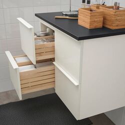 Шкаф под умывальник Ikea Godmorgon/Tolken 4 ящика 82x49x60 (Глянцевый Белый/Антрацит) Thumb