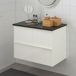 Шкаф под умывальник Ikea Godmorgon/Tolken 4 ящика 82x49x60 (Глянцевый Белый/Антрацит) Thumb