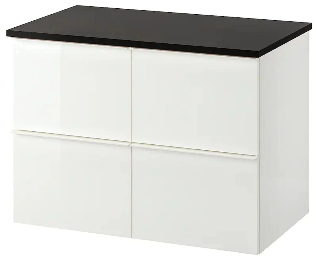 Шкаф под умывальник Ikea Godmorgon/Tolken 4 ящика 82x49x60 (Глянцевый Белый/Антрацит)