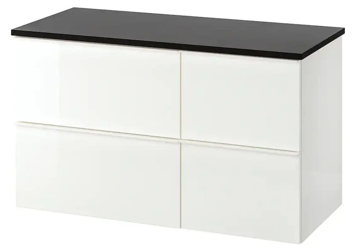 Шкаф под умывальник Ikea Godmorgon/Tolken 4 ящика (Глянцевый Белый/Антрацит)