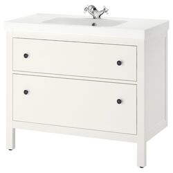 Шкаф под умывальник Ikea Hemnes/Odensvik 2 ящика/1 чаша/смеситель Runskär 103x49x89 (Белый)