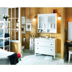 Шкаф под умывальник Ikea Hemnes/Odensvik 2 ящика/2 чаши/смеситель Runskär 103x49x89 (Белый) Thumb