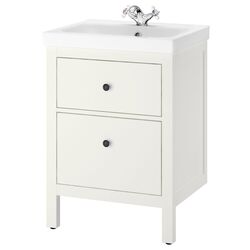 Шкаф под умывальник Ikea Hemnes/Odensvik 2 ящика/смеситель Runskär 63x49x89 (Белый)