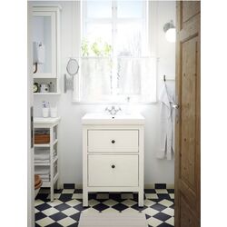 Шкаф под умывальник Ikea Hemnes/Odensvik 2 ящика/смеситель Runskär 63x49x89 (Белый) Thumb