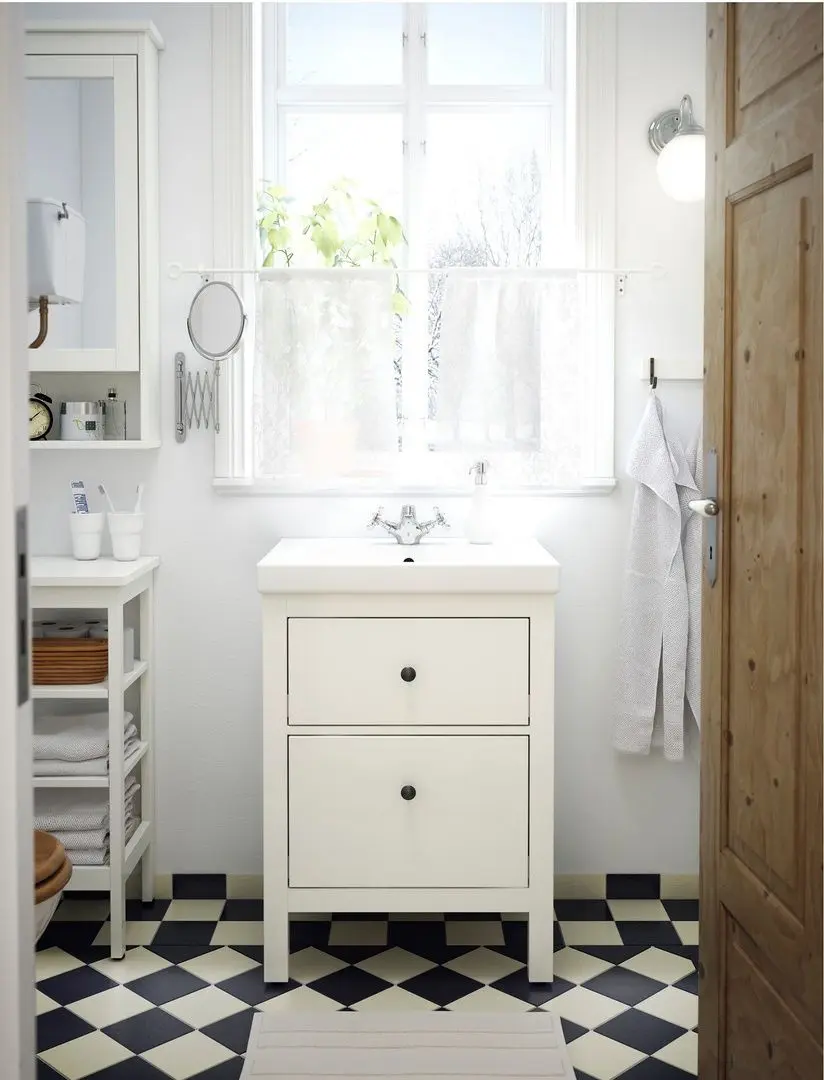 Шкаф под умывальник Ikea Hemnes/Odensvik 2 ящика/смеситель Runskär 63x49x89 (Белый) - 6