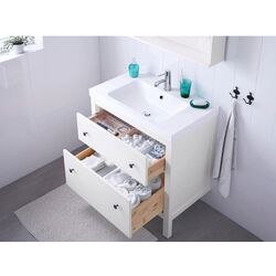 Шкаф под умывальник Ikea Hemnes/Odensvik 2 ящика/смеситель Runskär 83x49x89 (Белый) Thumb