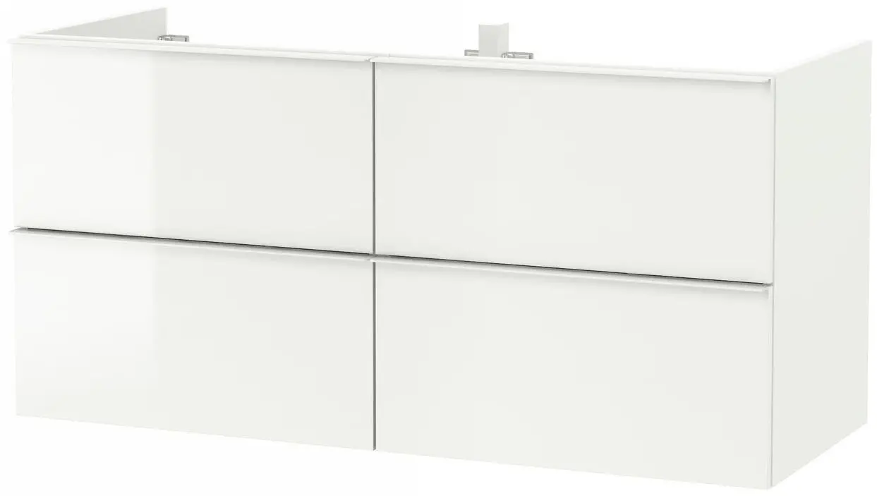 Тумба для умывальника Ikea Godmorgon 4 ящика 120x47 (Глянцевый Белый)