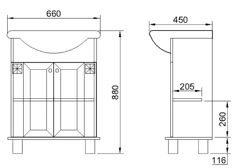 Mobilier pentru baie КМК Bakkara 650 Beige (0453.1)