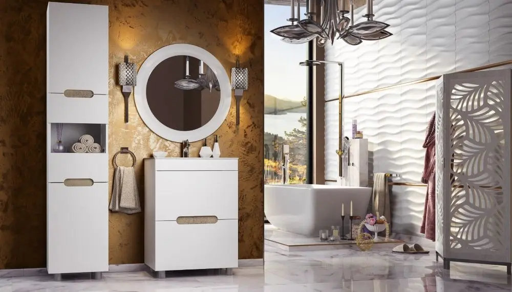 Dulap sub lavoar КМК 0642.12 Niagara 620 (White Gloss/Stone Gray) - 2