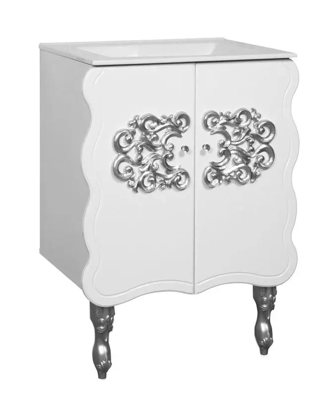 Тумба под раковину КМК 0459.12 Искушение 620 (Белый/Патина Серебро)