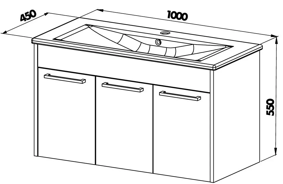 Set dulap cu lavoar Martat New Sofia 100 (Dark Grey) - 3