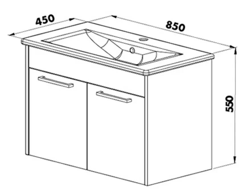 Dulap sub lavoar Martat New Sofia 80cm (Dark Grey) - 2