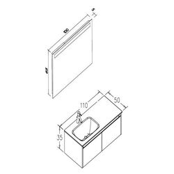 Set dulap cu lavoar Orka Lisbon 110 (White Matt/Black) Thumb