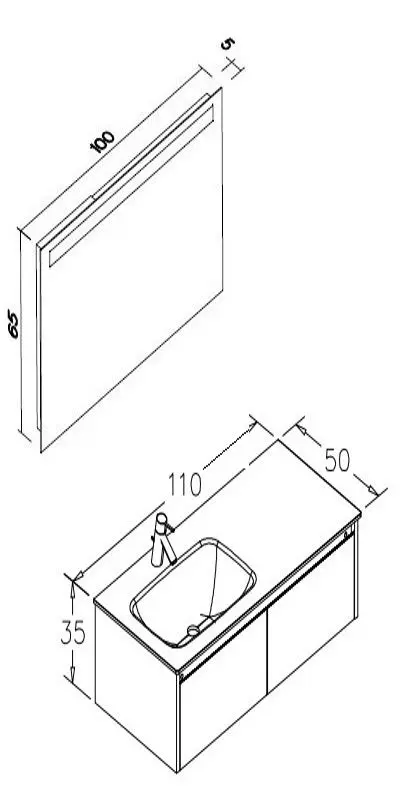 Set dulap cu lavoar Orka Lisbon 110 (White Matt/Black)